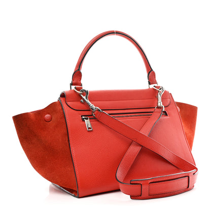 Celine Drummed Calfskin Small Trapeze Vermillion 3 of 11