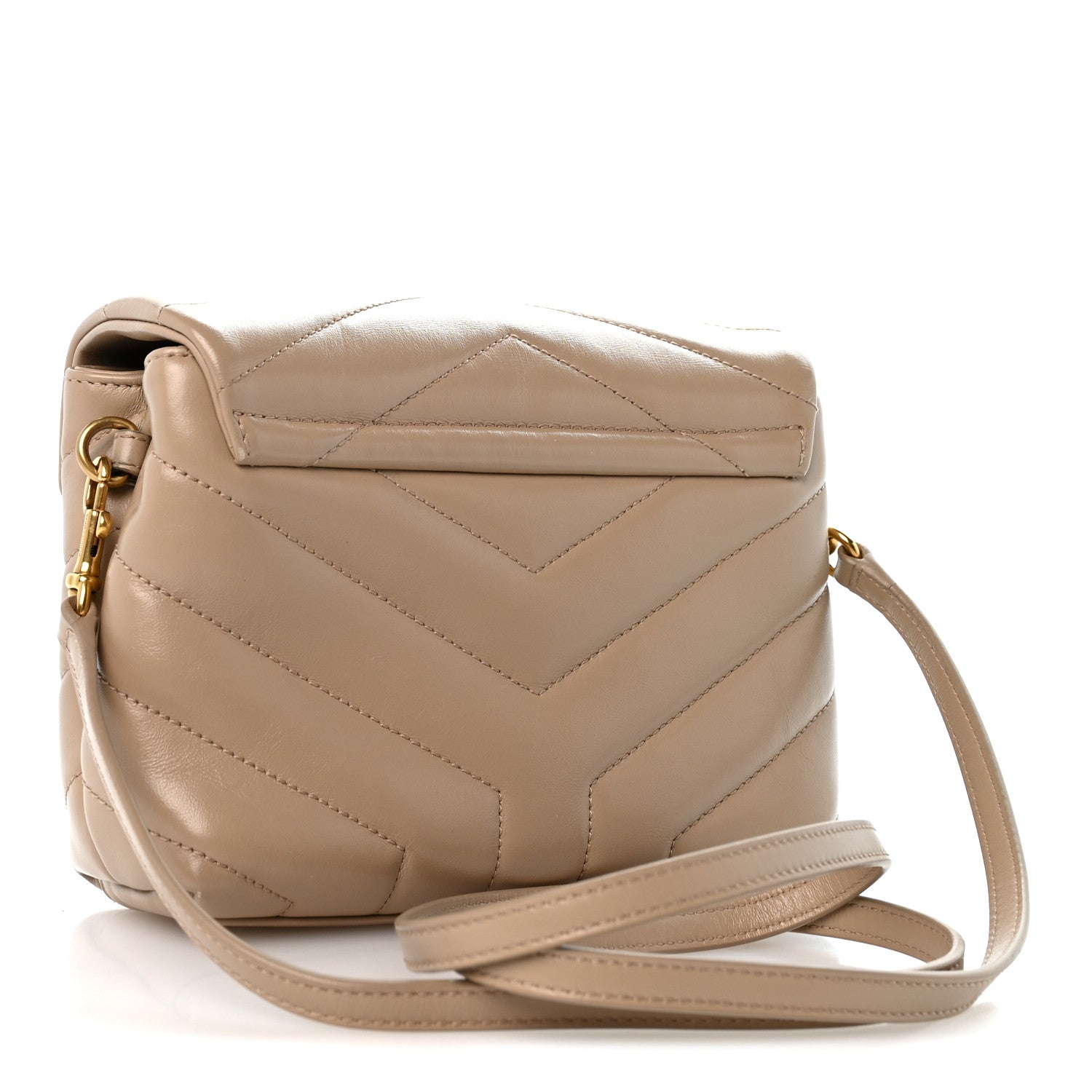 Saint Laurent Calfskin Y Quilted Monogram Toy Loulou Crossbody Bag Dark Beige 3 of 13