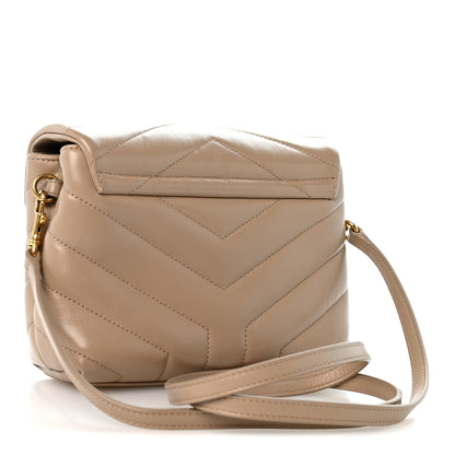 Saint Laurent Calfskin Y Quilted Monogram Toy Loulou Crossbody Bag Dark Beige 3 of 13