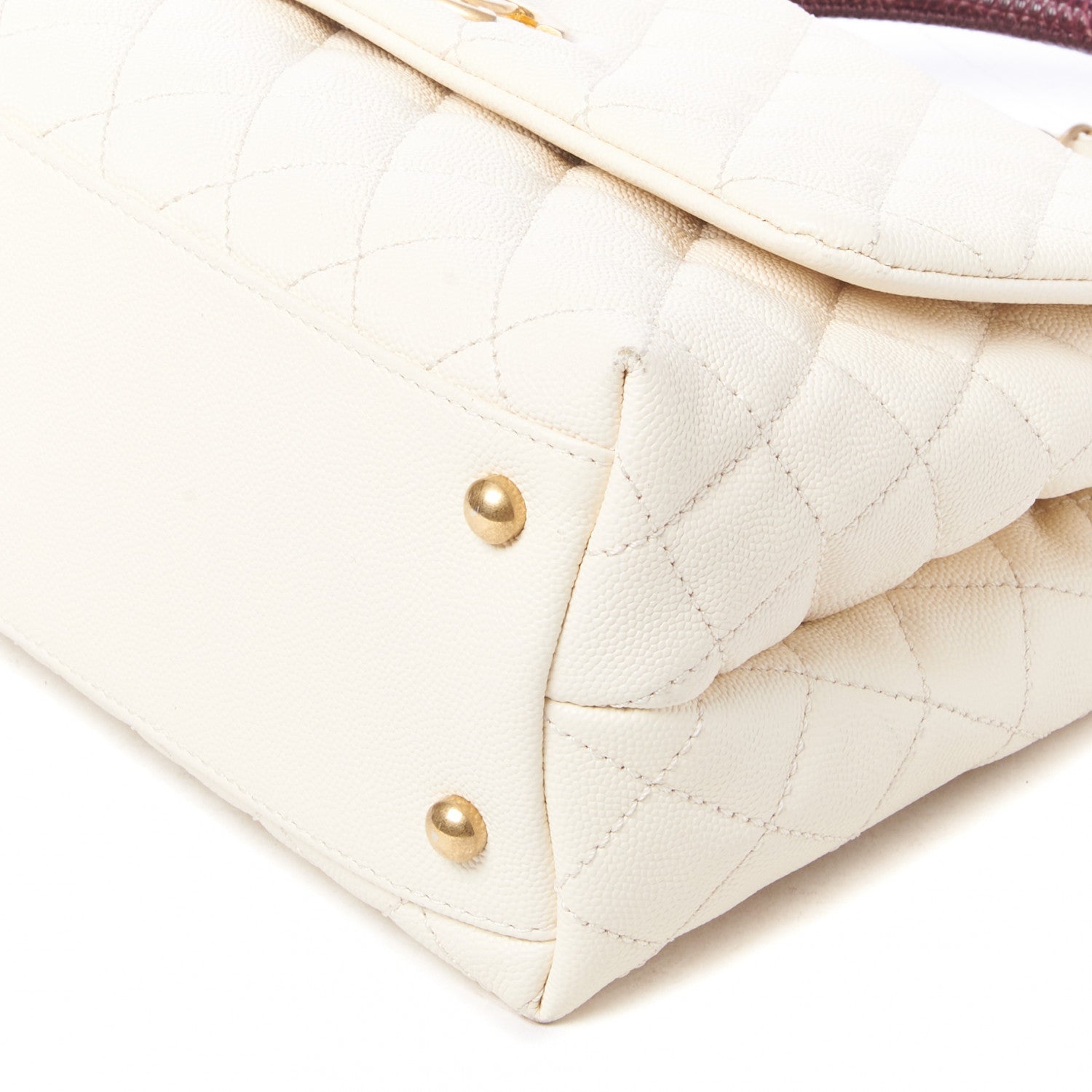 Chanel Caviar Lizard Quilted Small Coco Handle Flap Ivory 5 of 9