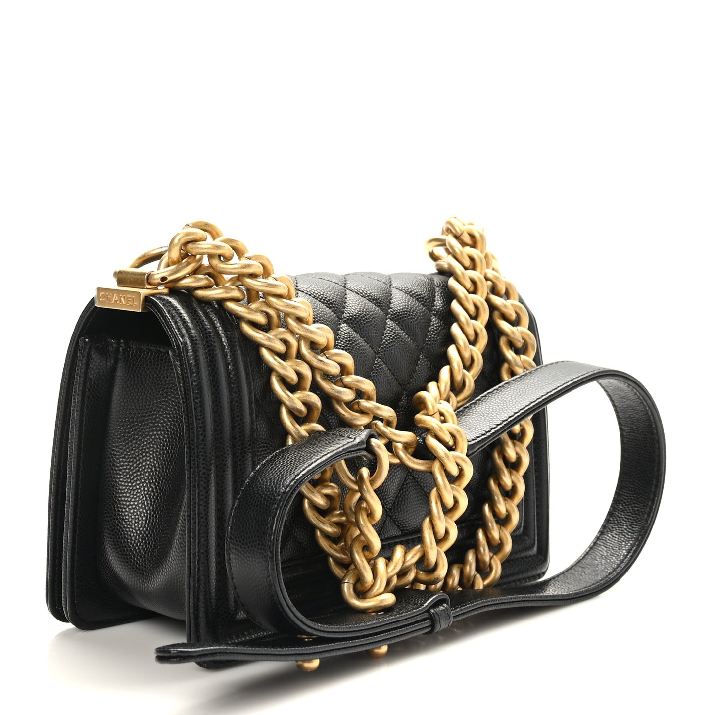 Caviar Quilted Small Boy Flap Black