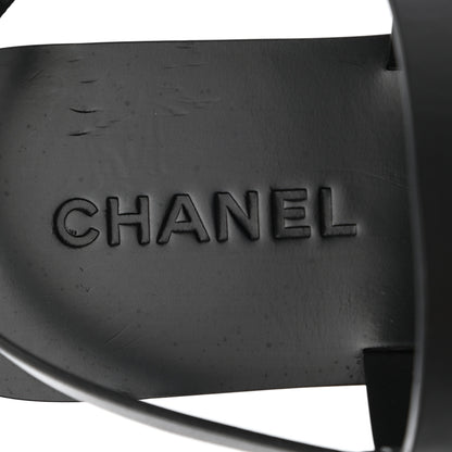 Chanel Goatskin CC Sandals 38 Black 7 of 9