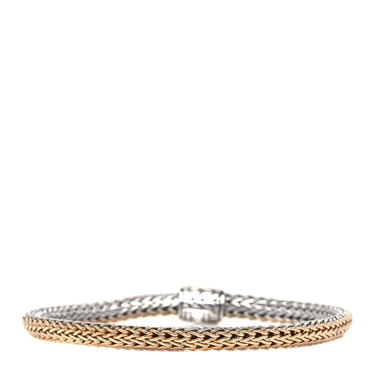 Sterling Silver 18K Yellow Gold Diamond 5mm Classic Chain Reversible Bracelet