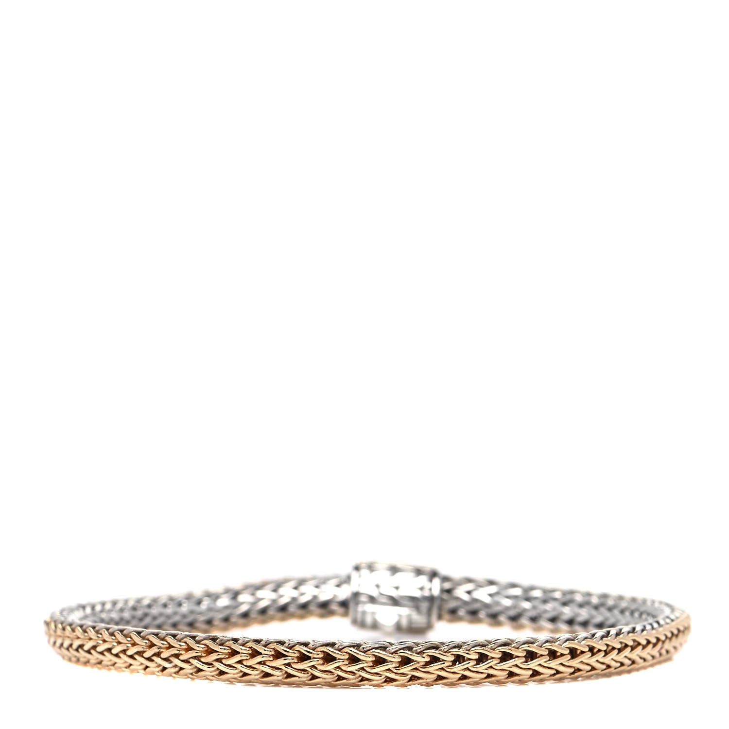 John Hardy Sterling Silver 18K Yellow Gold Diamond 5mm Classic Chain Reversible Bracelet 3 of 5