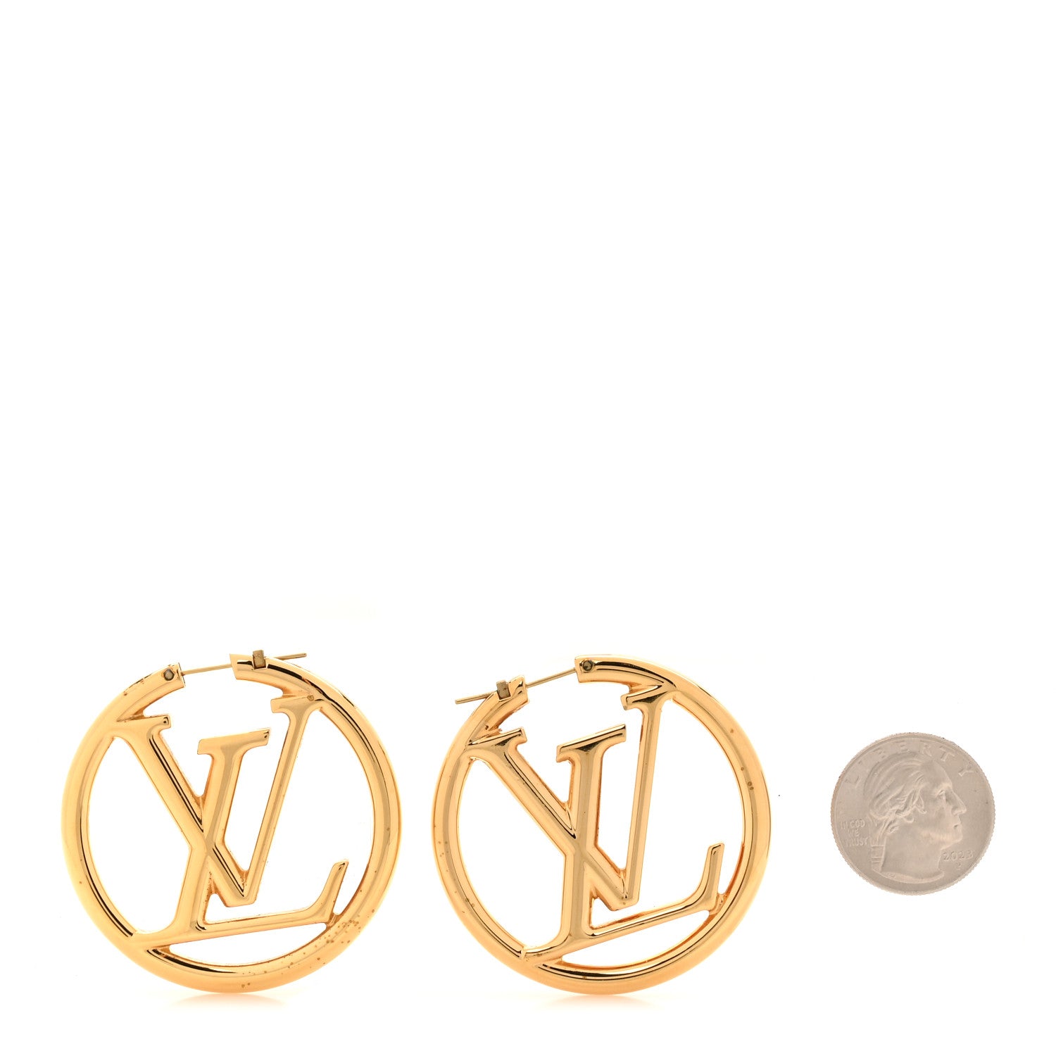 Louis Vuitton Metal Louise Hoop Earrings Gold 2 of 5