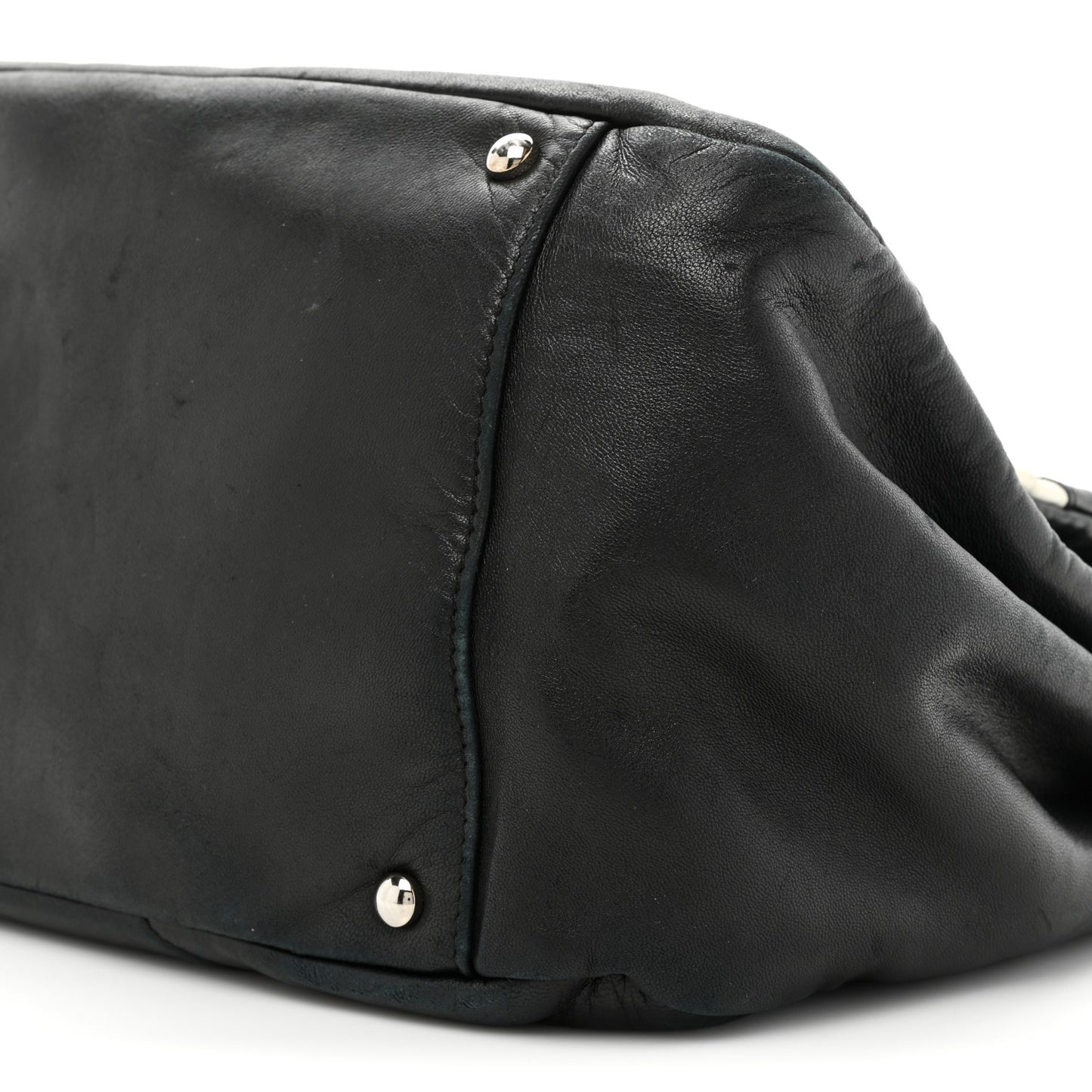 Lambskin Patchwork Accordion Flap Black White