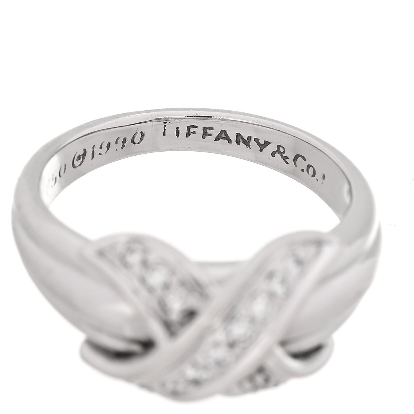 18K White Gold Diamond Signature X Ring 49 5