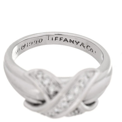 Tiffany 18K White Gold Diamond Signature X Ring 49 5 4 of 5