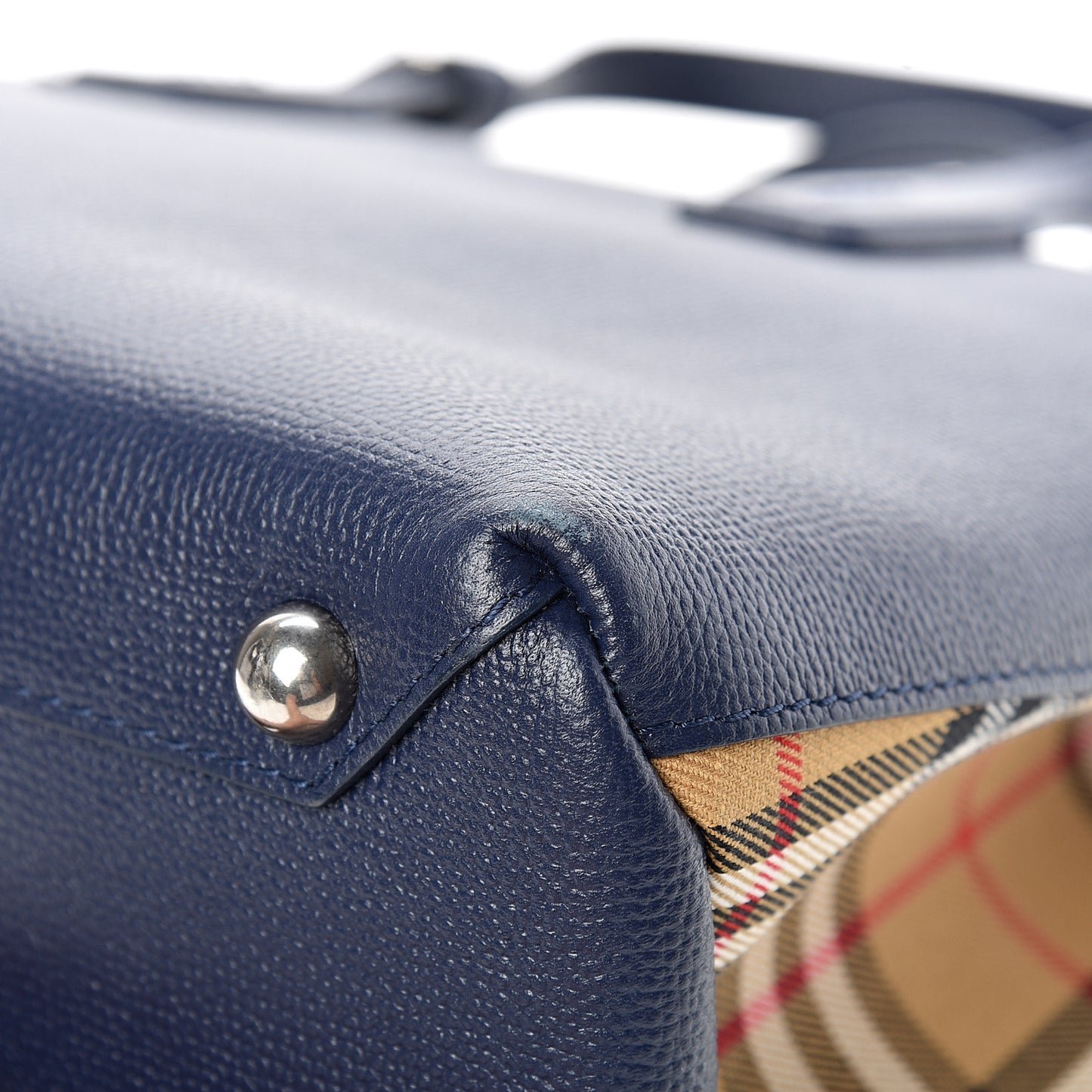 Derby Calfskin Vintage Check Medium Banner Tote Regency Blue
