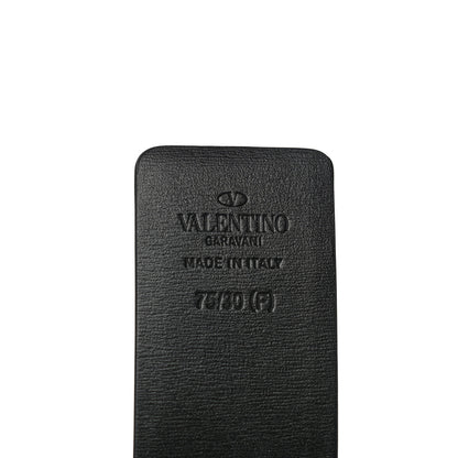 Valentino Garavani Glossy Calfskin VLogo Reversible Belt 75 30 Black Brown 4 of 9