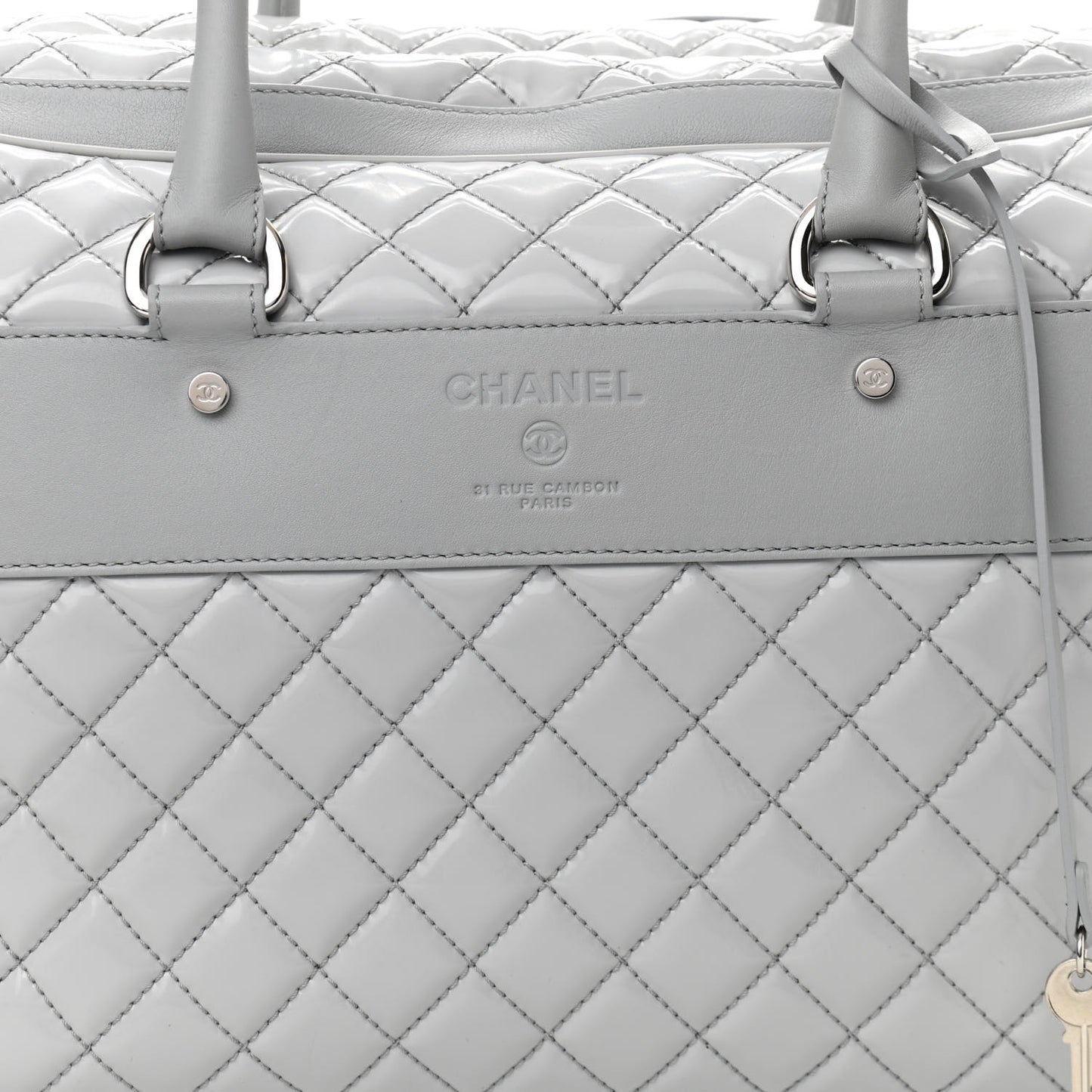 Vinyl Calfskin Viaggio Travel Bag Light Grey