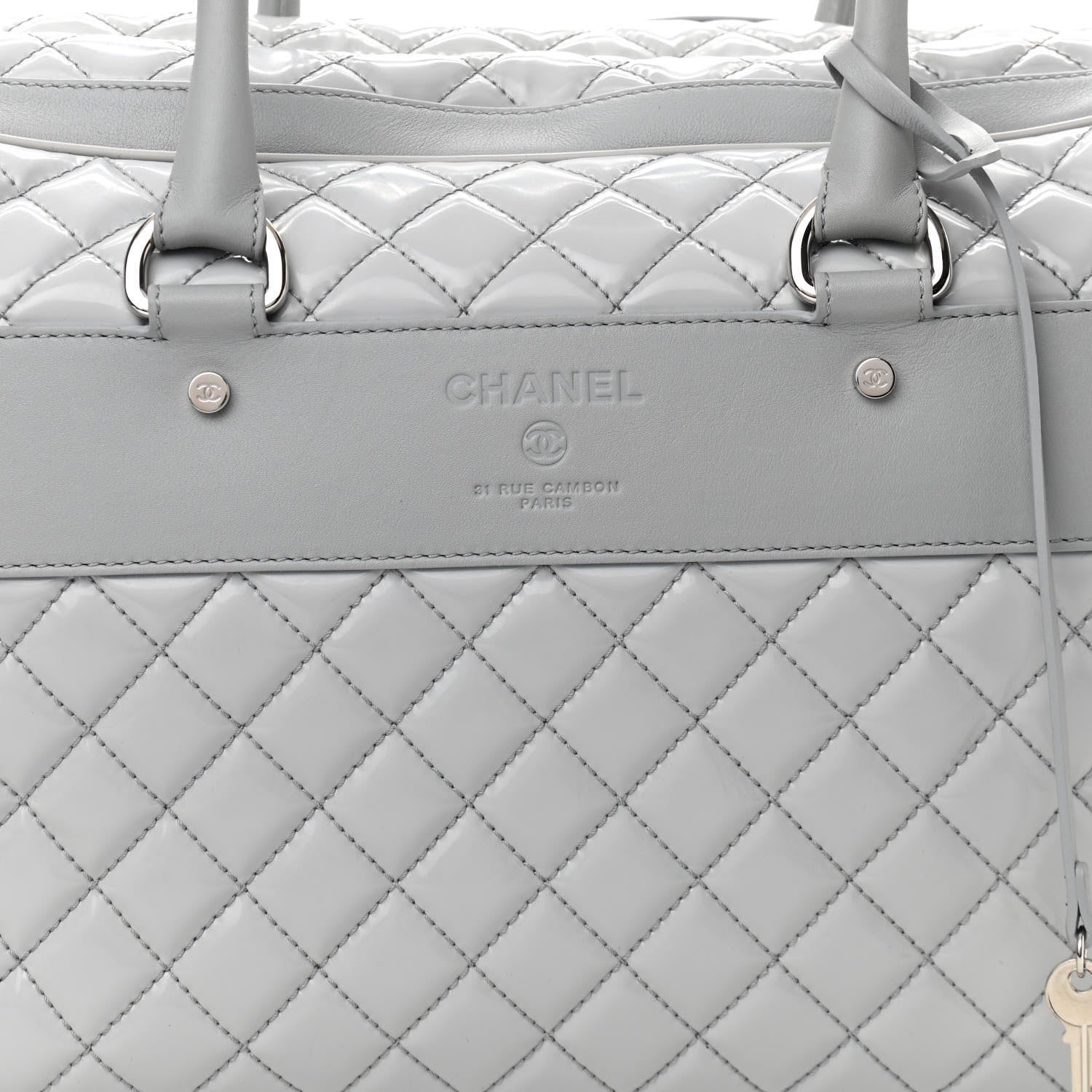 Chanel Vinyl Calfskin Viaggio Travel Bag Light Grey 8 of 11