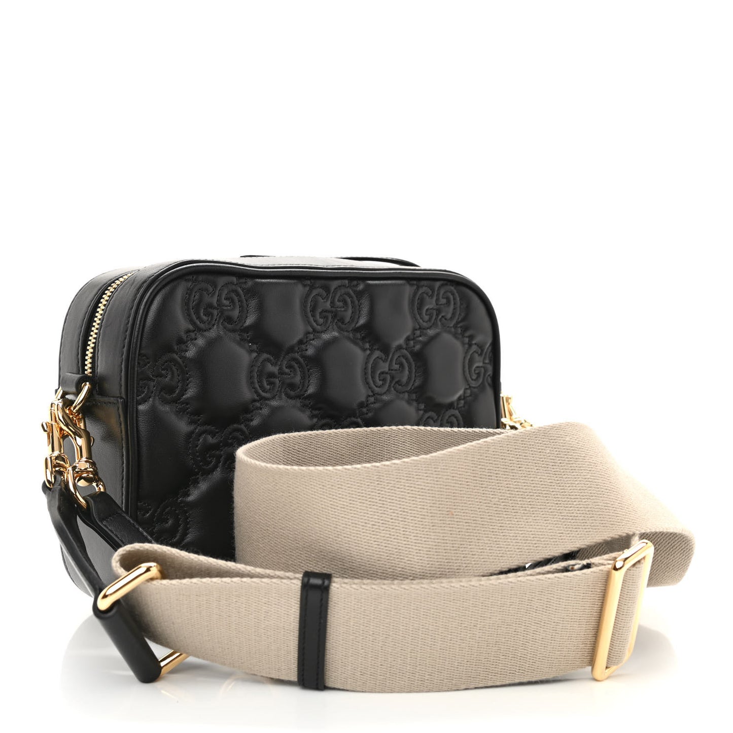 Calfskin GG Matelasse Shoulder Bag Black Natural