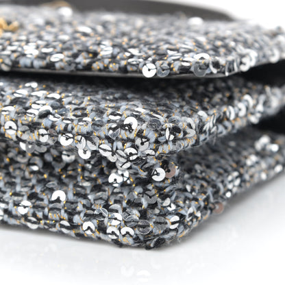 Chanel Sequin Quilted Chanel 19 Wallet On Chain WOC Silver 11 of 15