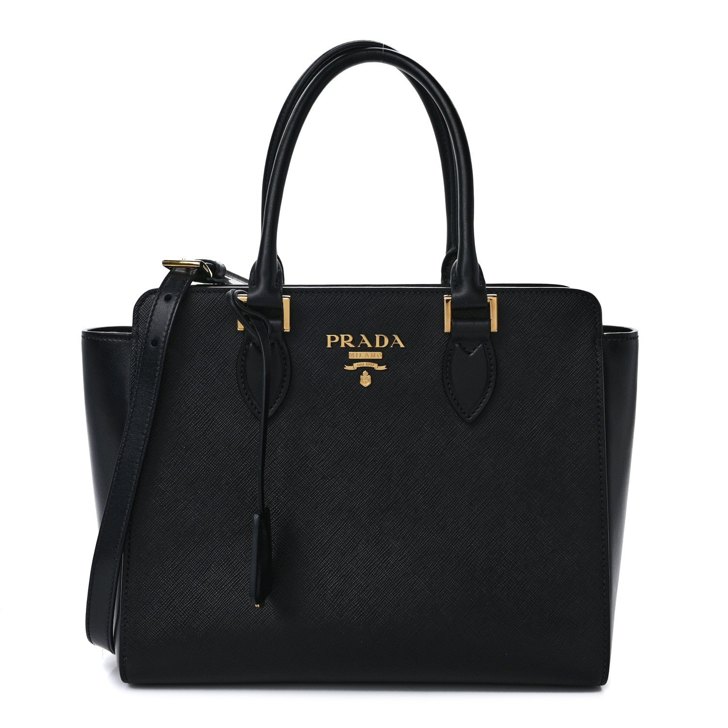 Prada Saffiano Soft Calfskin Small Zippered Tote Black 1 of 11