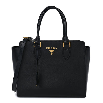 Prada Saffiano Soft Calfskin Small Zippered Tote Black 1 of 11