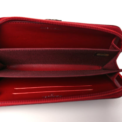 Chanel Caviar Quilted Boy Zip Around Coin Purse Wallet Red 5 of 10