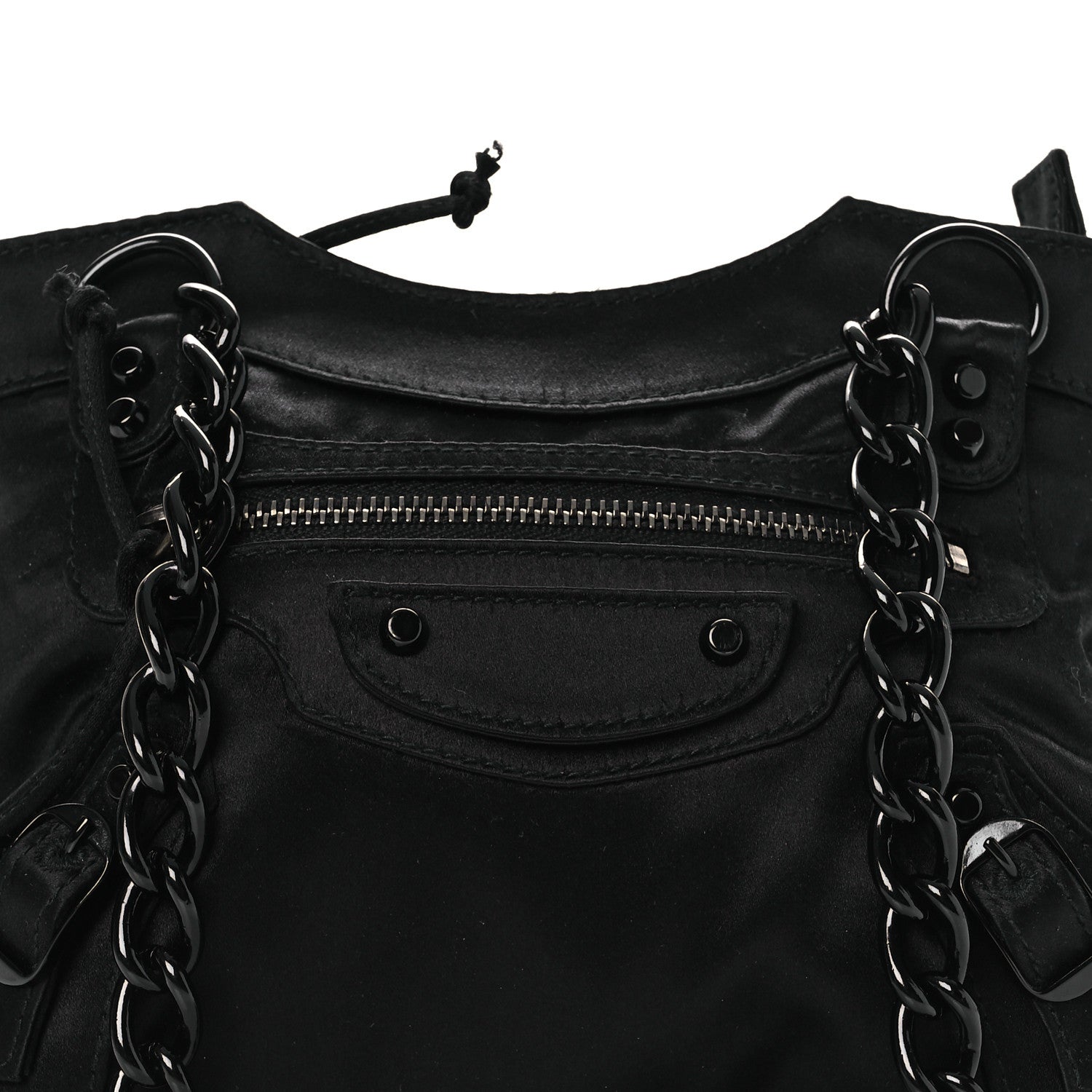 Balenciaga Satin Enamel Classique Chain Shoulder Bag Black 8 of 10