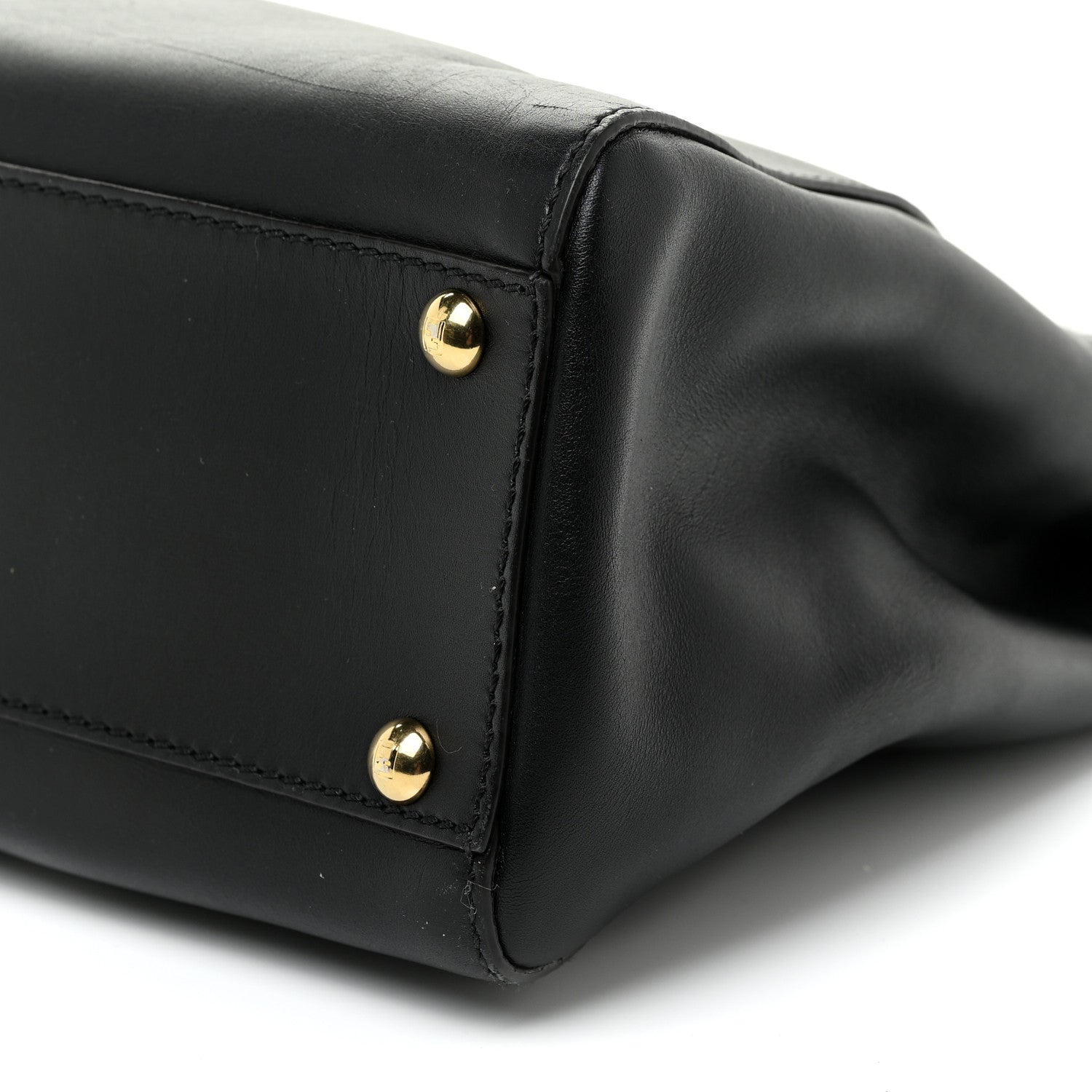 Fendi Vitello Morgan Fabric Jacquard Pequin Medium Peekaboo Iconic Satchel Black Tobacco 12 of 27