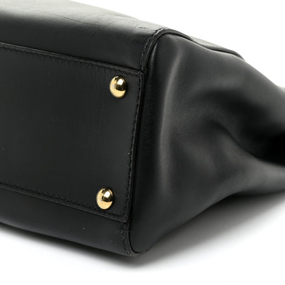 Fendi Vitello Morgan Fabric Jacquard Pequin Medium Peekaboo Iconic Satchel Black Tobacco 12 of 27