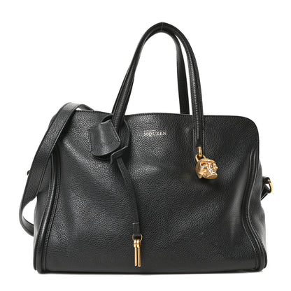 Alexander McQueen Pebbled Calfskin Small Skull Padlock Zip Around Tote Black 1 of 10