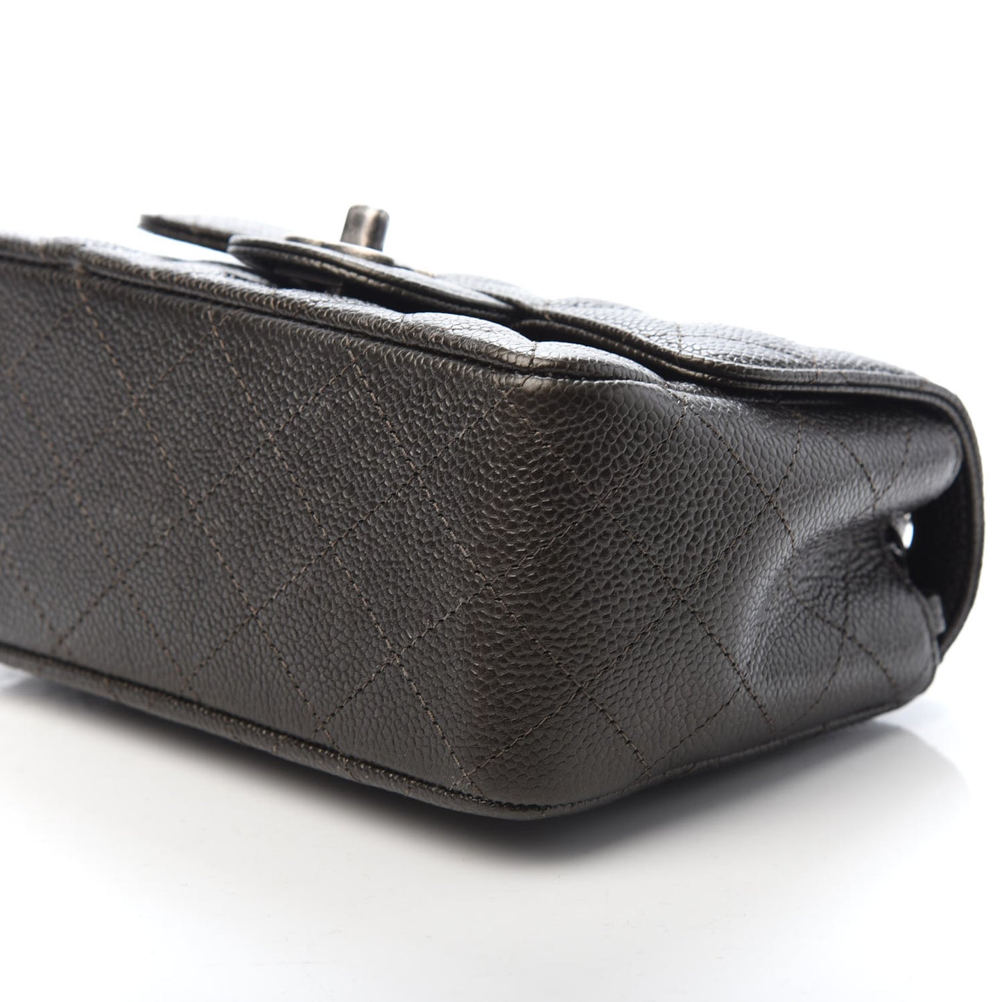 Metallic Caviar Quilted Mini Square Flap Dark Charcoal