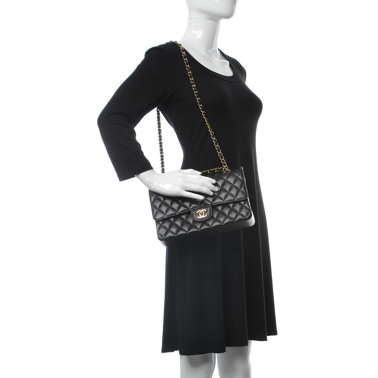 Chanel Caviar Quilted Medium Double Flap Black 2 of 9