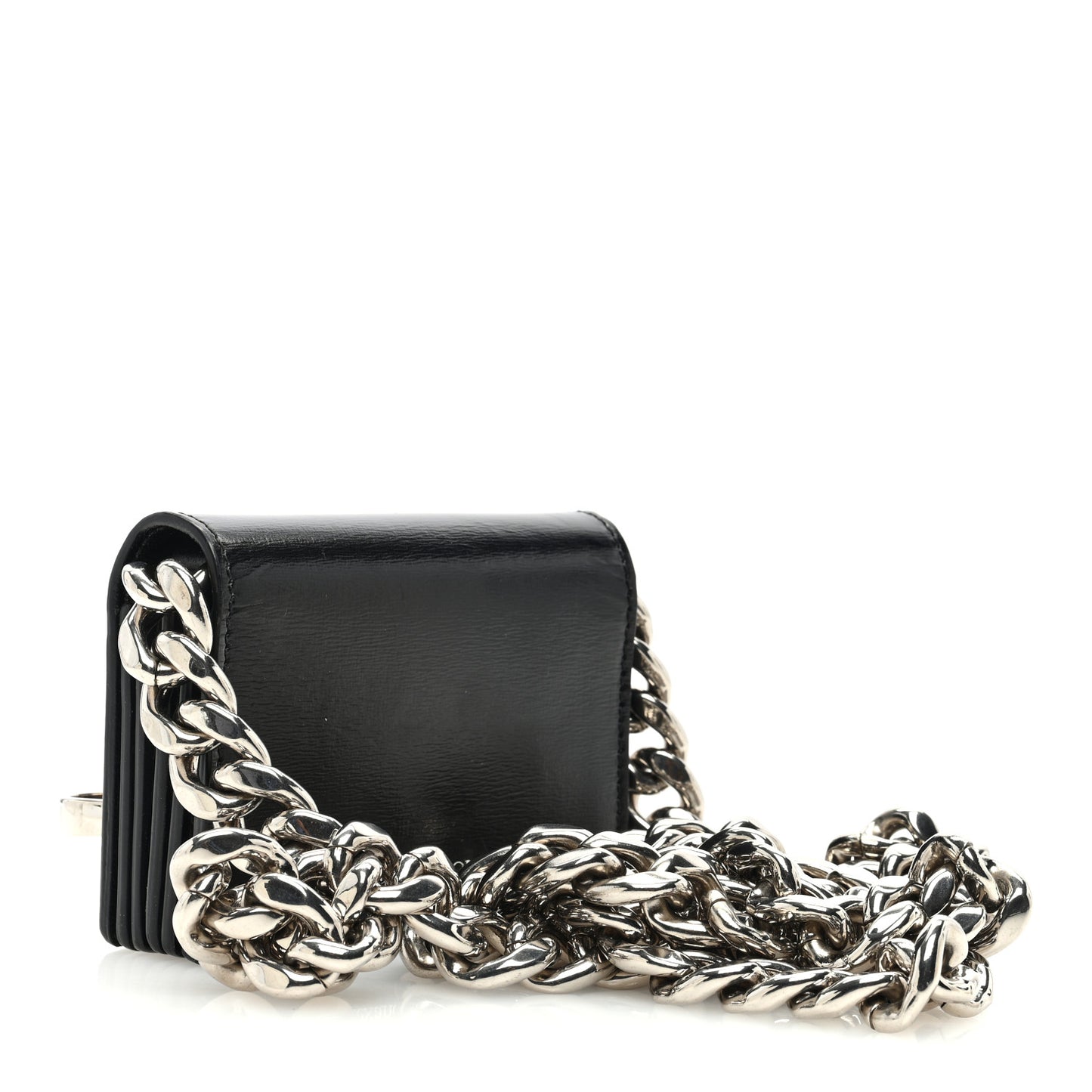 Smooth Calfskin Micro The Four Ring Knuckle Chain Shoulder Bag Black