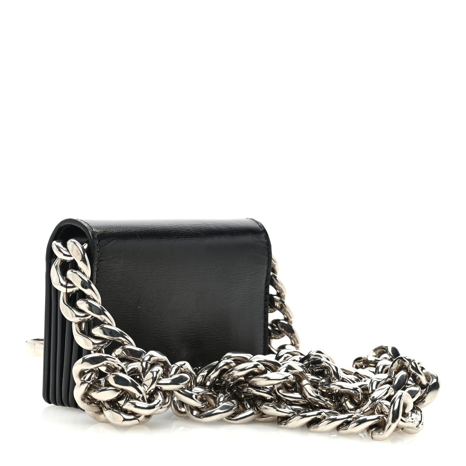 Alexander McQueen Smooth Calfskin Micro The Four Ring Knuckle Chain Shoulder Bag Black 3 of 10