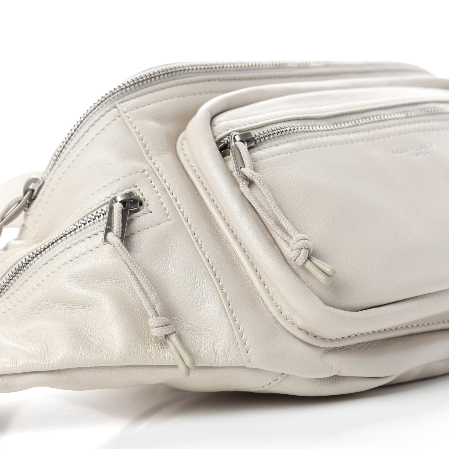 Saint Laurent Calfskin Ripstop Logo Body Belt Bag Crema Soft 6 of 9