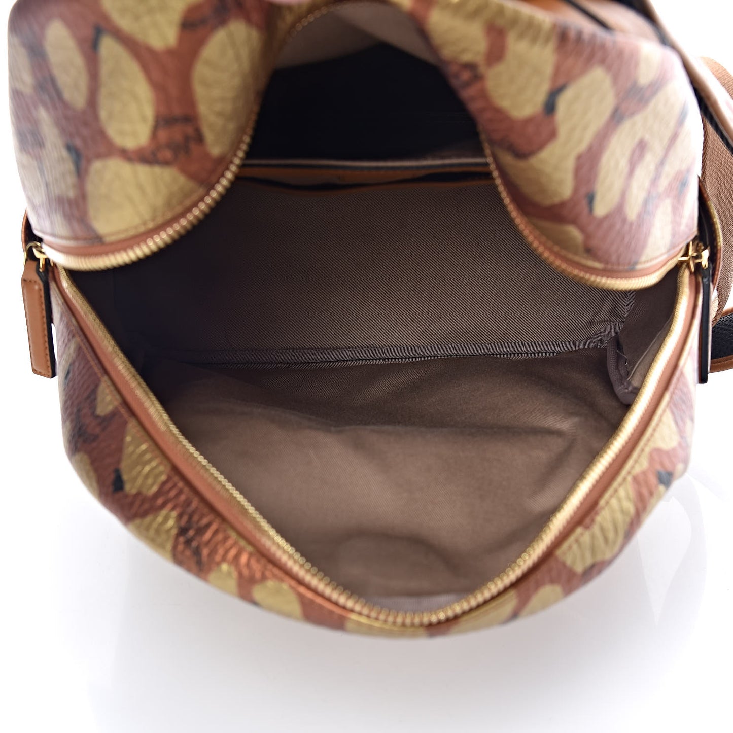 Metallic Visetos Leopard Print Small Stark Backpack Cognac