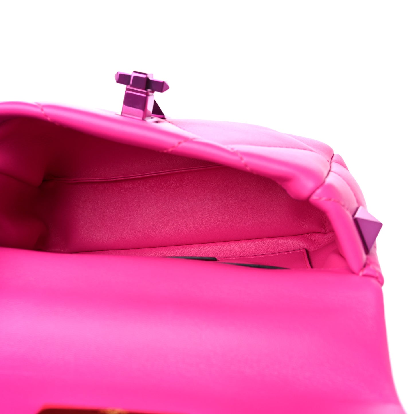 Nappa Lacquer Monochrome Small Roman Stud Shoulder Bag Pink PP