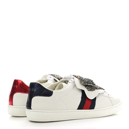 Gucci Calfskin Ayers Web Womens Ace Bow Lace Sneakers 37.5 White 4 of 13
