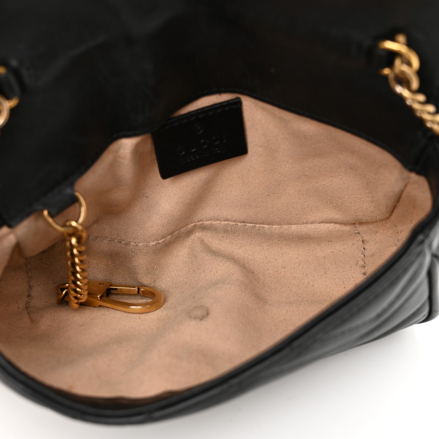 Gucci Calfskin Matelasse Super Mini GG Marmont Shoulder Bag Black 5 of 14