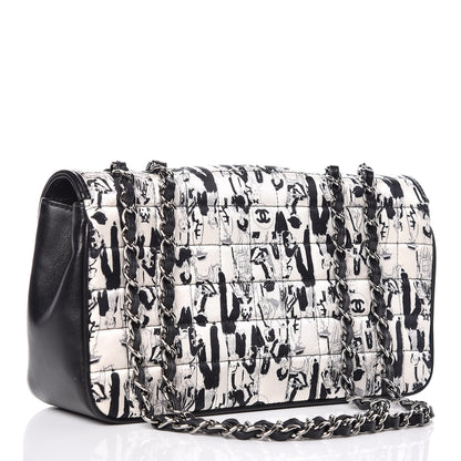 Chanel Silk Lambskin Coco Mademoiselle Scarf Flap Bag White Black 3 of 15
