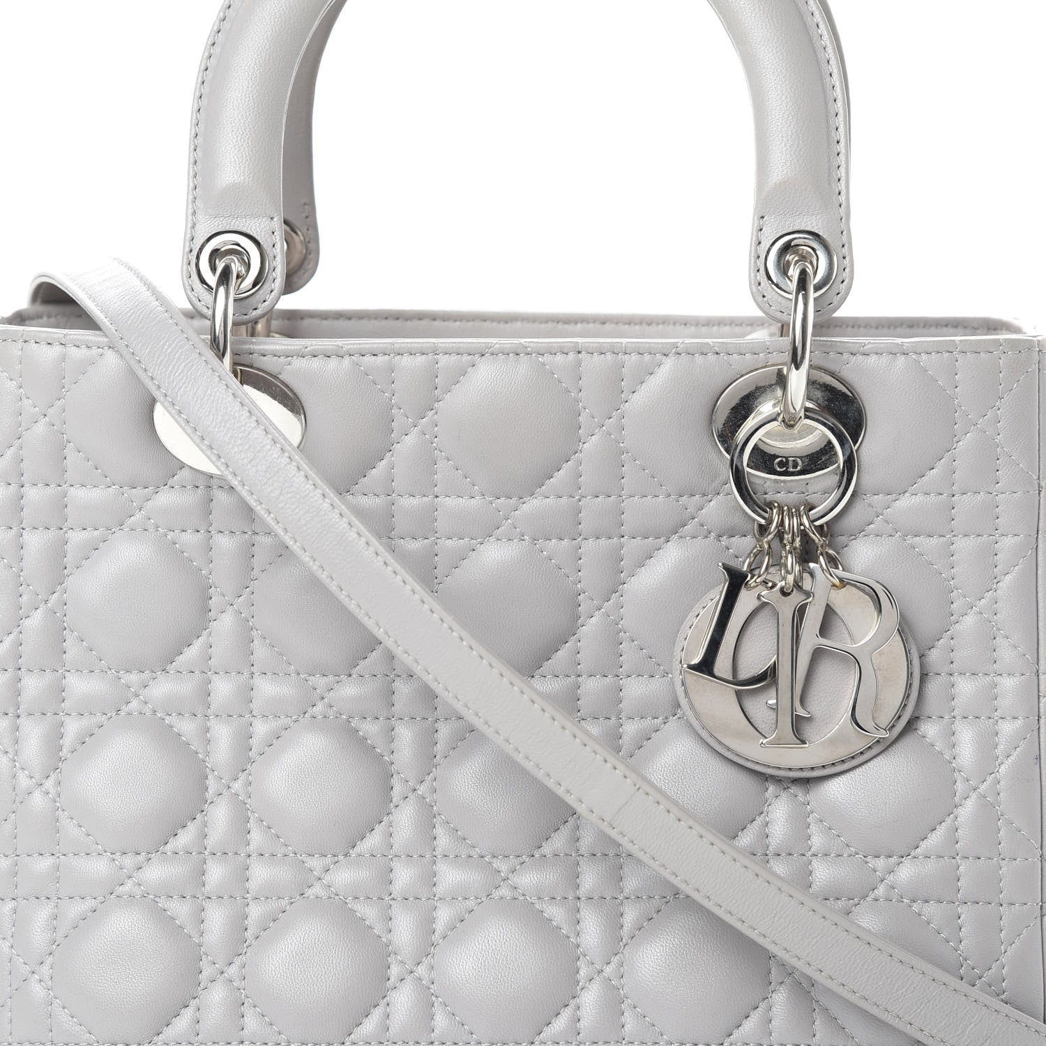 Christian Dior Lambskin Cannage Medium Lady Dior Grey 8 of 13