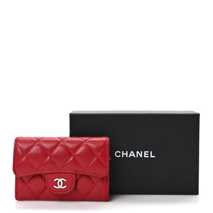 Chanel Lambskin Quilted Flap Card Holder Wallet Red 10 of 10