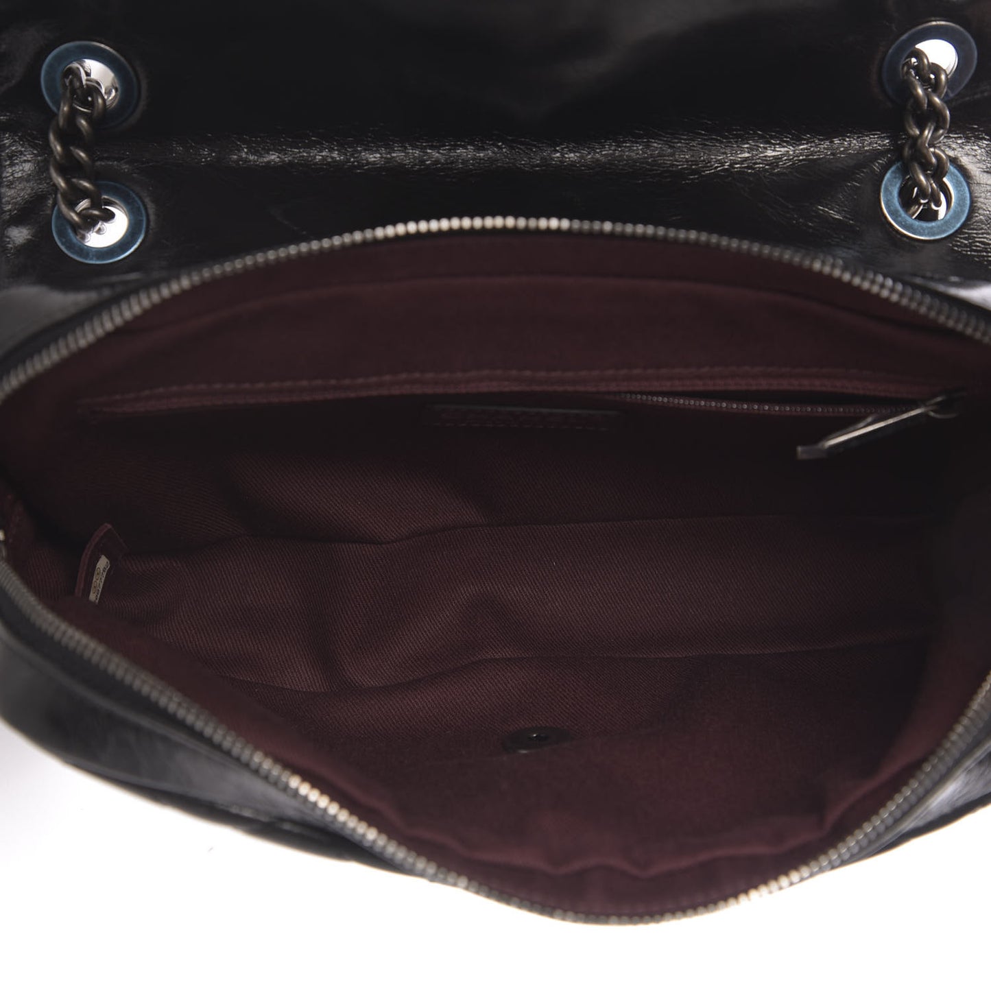 Glazed Calfskin Medium Duo Color Flap Black