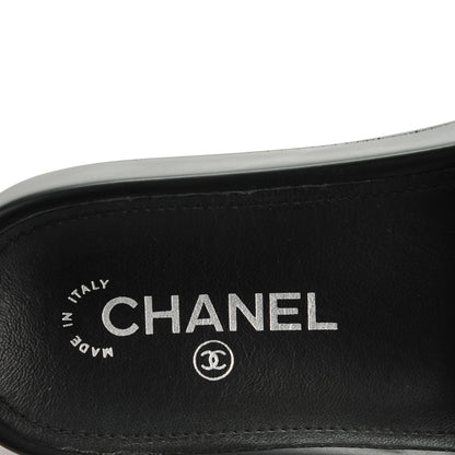 Chanel Tweed Lambskin Chain Flat Sandals 37 Black Multicolor 7 of 9