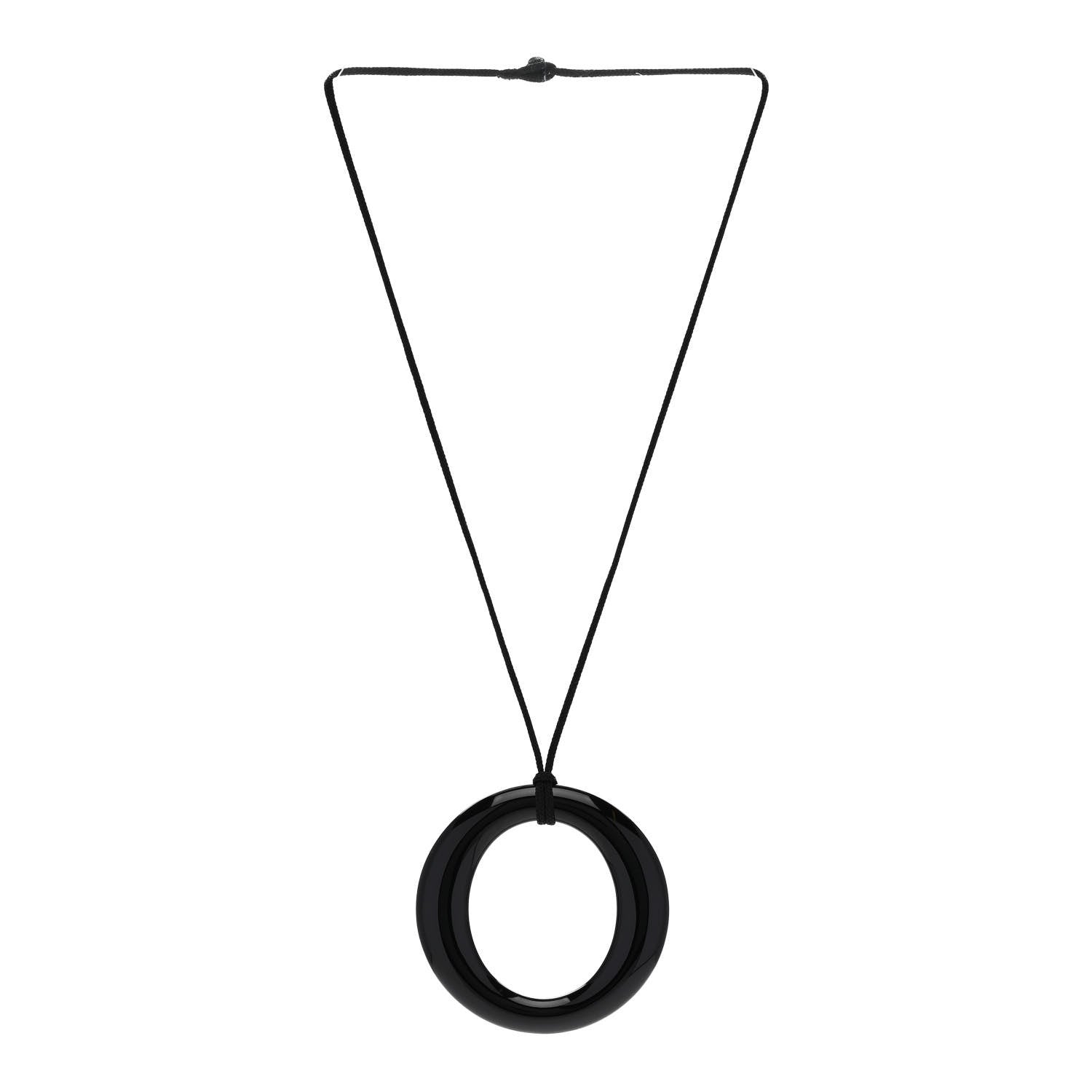 Tiffany Lacquer Hardwood Elsa Peretti Sevillana Pendant Cord Necklace Black 3 of 5