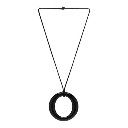 Tiffany Lacquer Hardwood Elsa Peretti Sevillana Pendant Cord Necklace Black 3 of 5