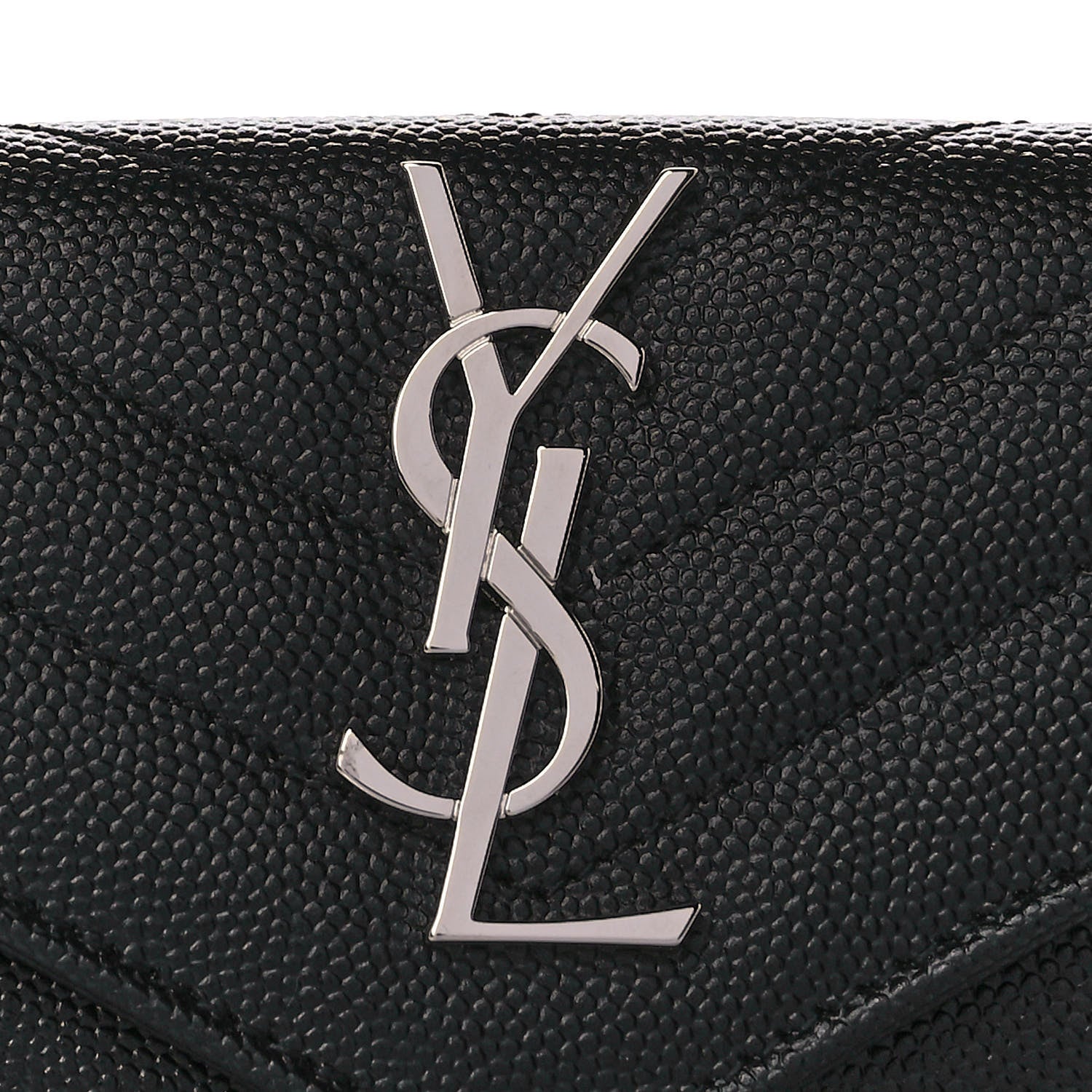 Saint Laurent Grain De Poudre Matelasse Chevron Small Monogram Envelope Wallet Black 8 of 12
