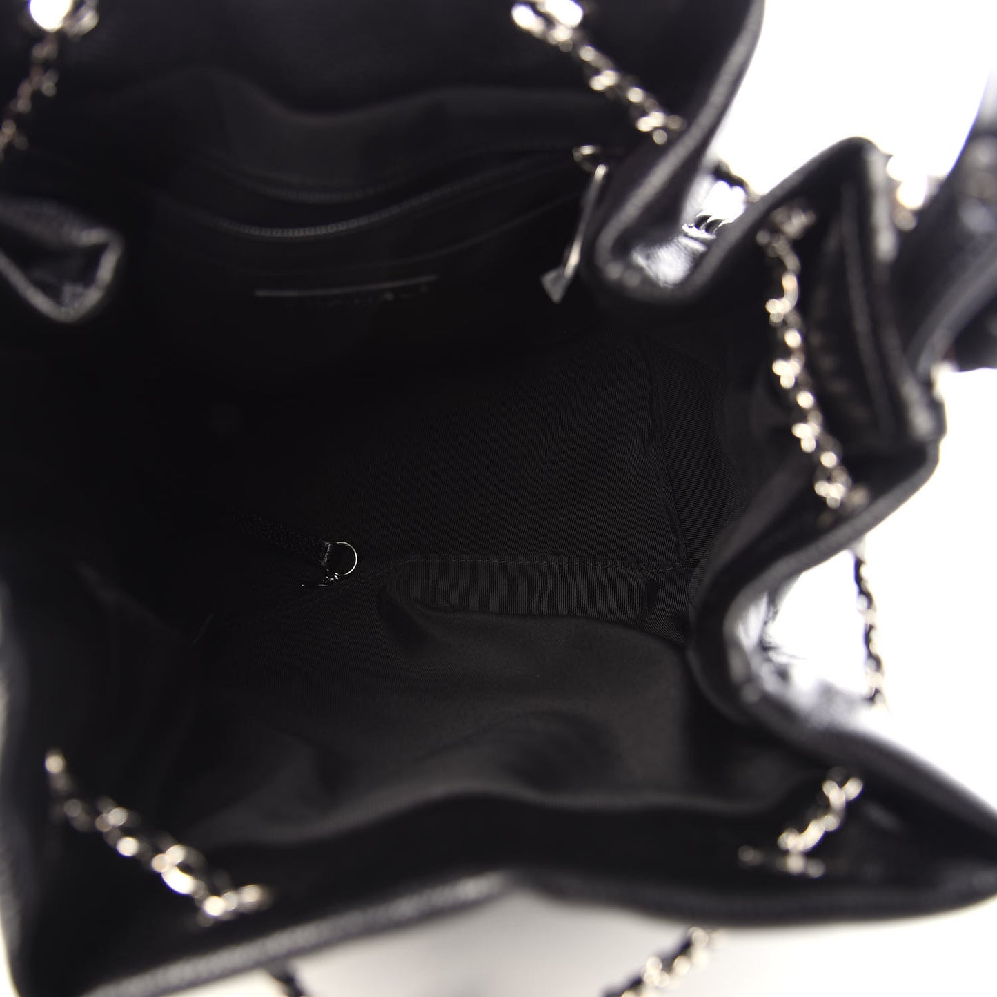 Caviar Quilted Small Chain Bucket Bag Black