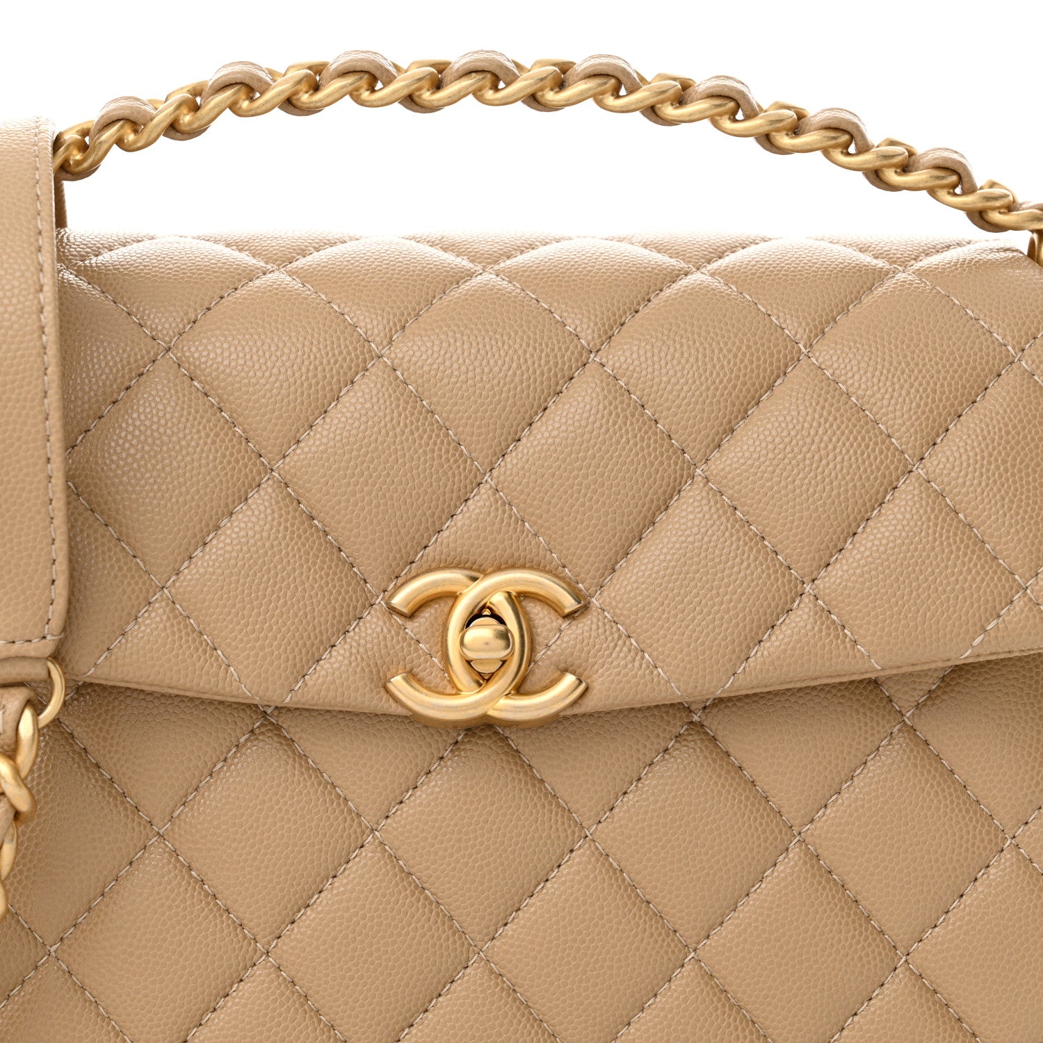 Chanel Shiny Caviar Quilted Small Flap Bag Top Handle Dark Beige 8 of 11