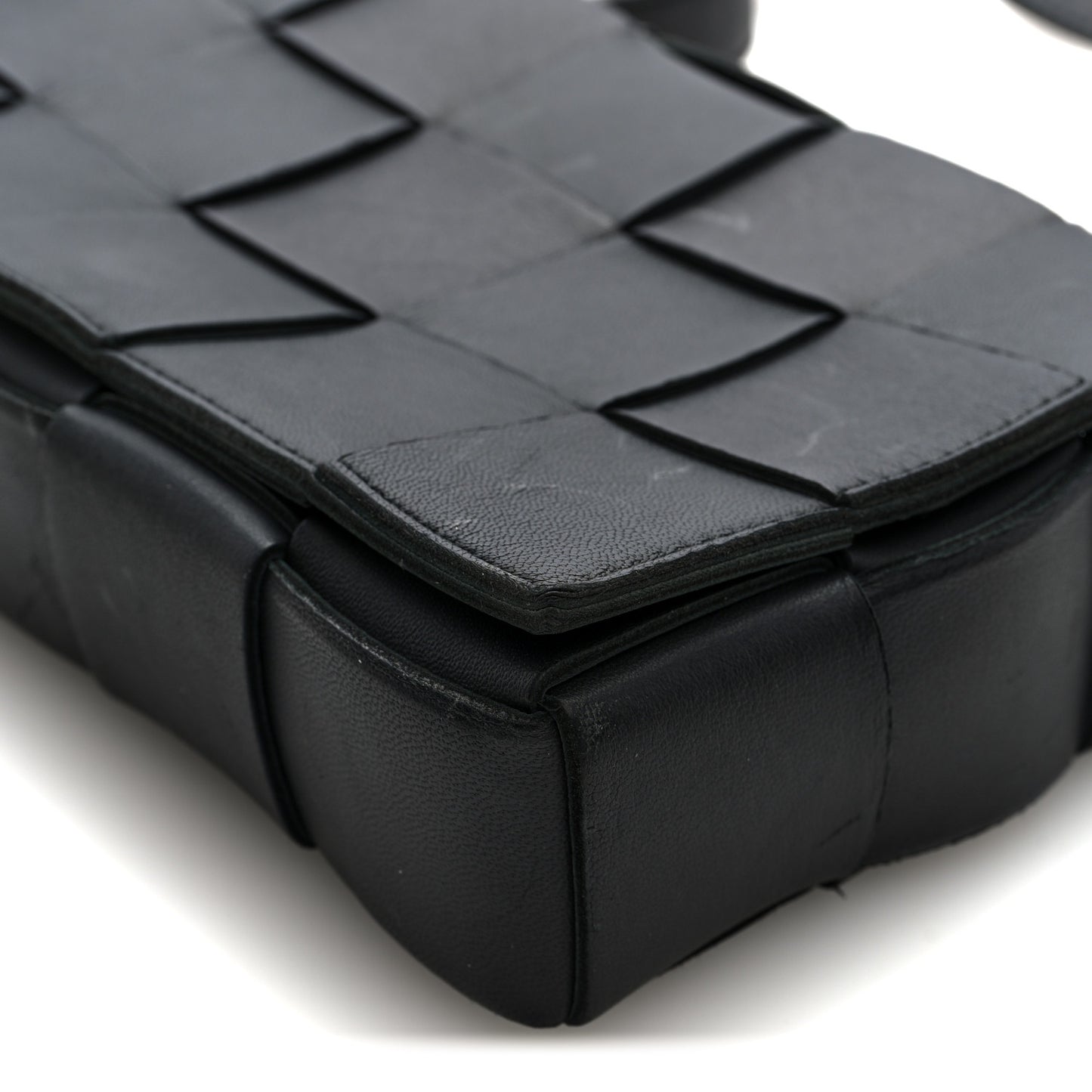Lambskin Maxi Intrecciato Cassette Crossbody Bag Black