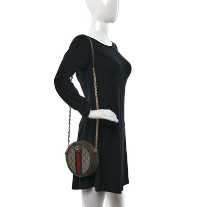 Gucci GG Supreme Monogram Web Mini Ophidia Round Shoulder Bag Brown 2 of 9