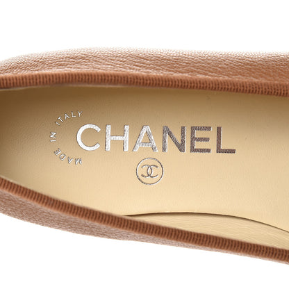 Chanel Patent Goatskin Cap Toe Ballerina Flats 37.5 Camel 6 of 9