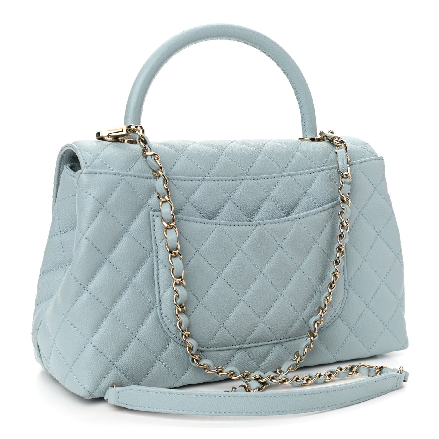 Chanel Caviar Quilted Small Coco Handle Flap Light Blue 3 of 13