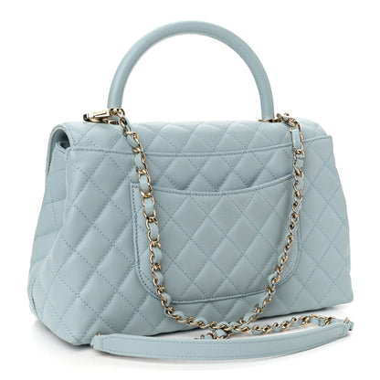 Chanel Caviar Quilted Small Coco Handle Flap Light Blue 3 of 13
