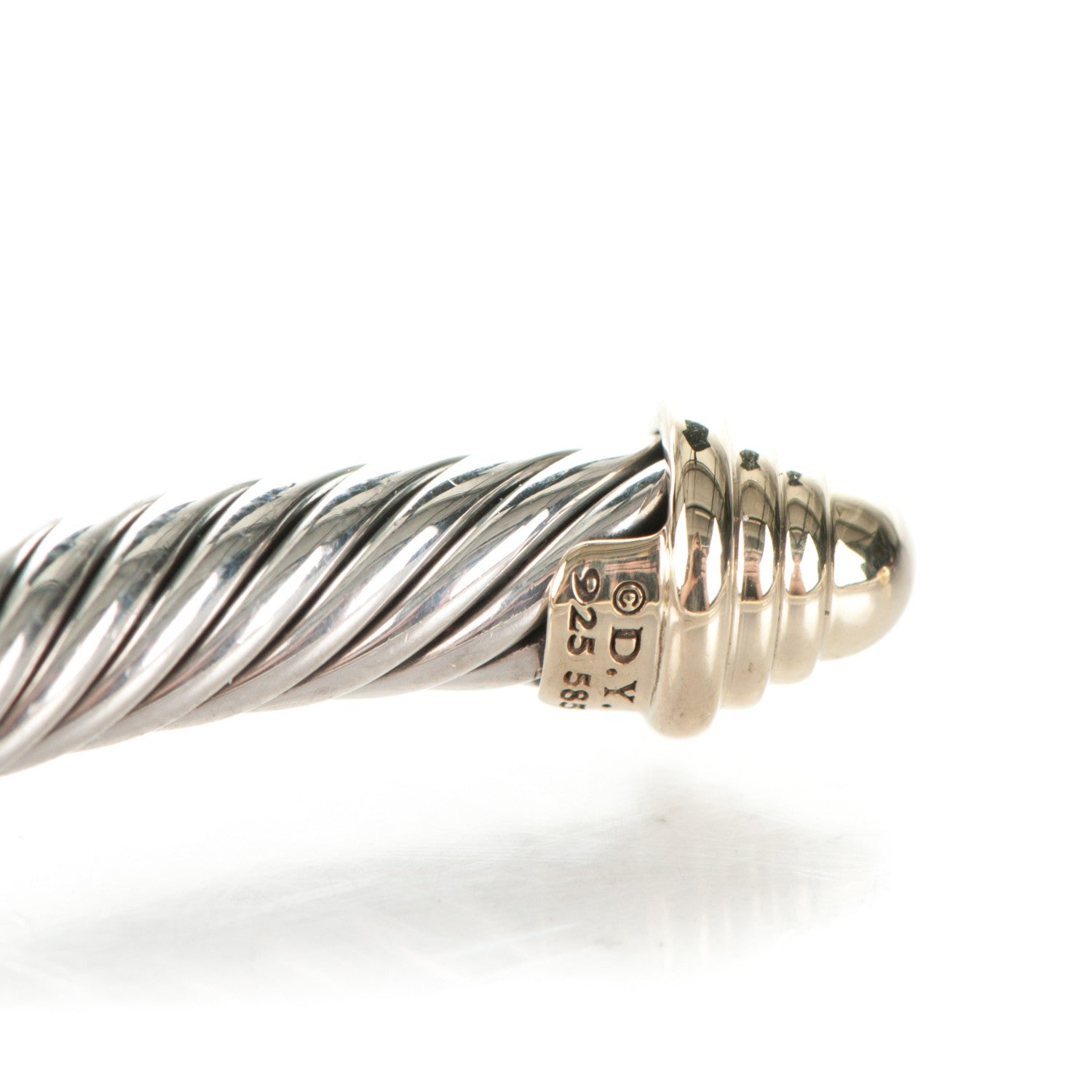 David Yurman Sterling Silver 14K Yellow Gold 5mm Cable Classics Bracelet 4 of 5